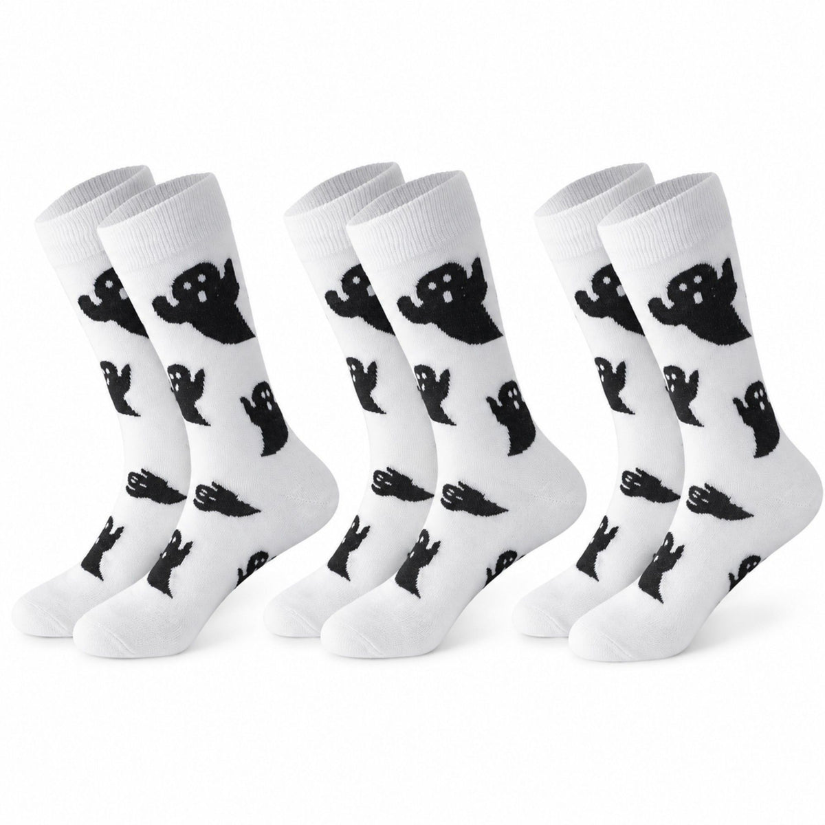 Halloween Ghost Crew Socks 3 Pair Pack Novelty Pattern