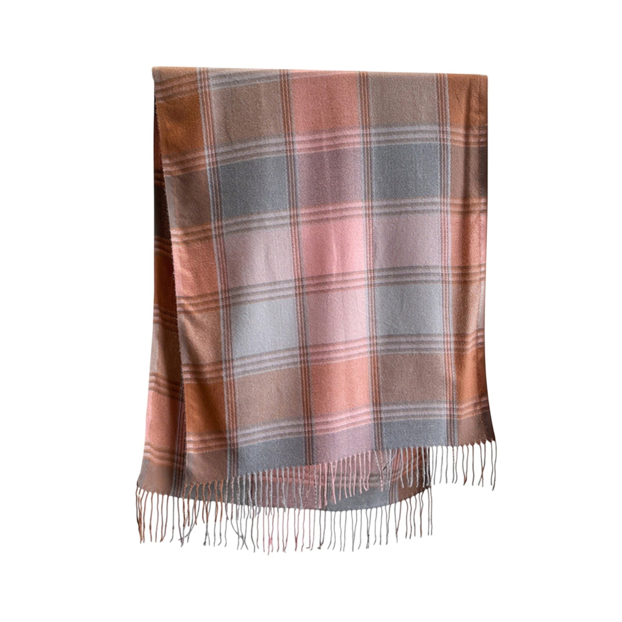 Anna-Kaci Women's Plaid Tassel Trim Faux Cashmere-Like Winter Warm Scarf - 77IN¡Á26IN