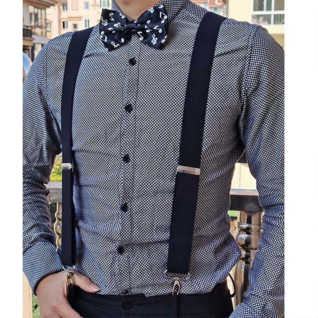 Anna-Kaci Men's Adjustable Suspenders 46in Elastic Suspenders with Clips for Formal & Casual Wear