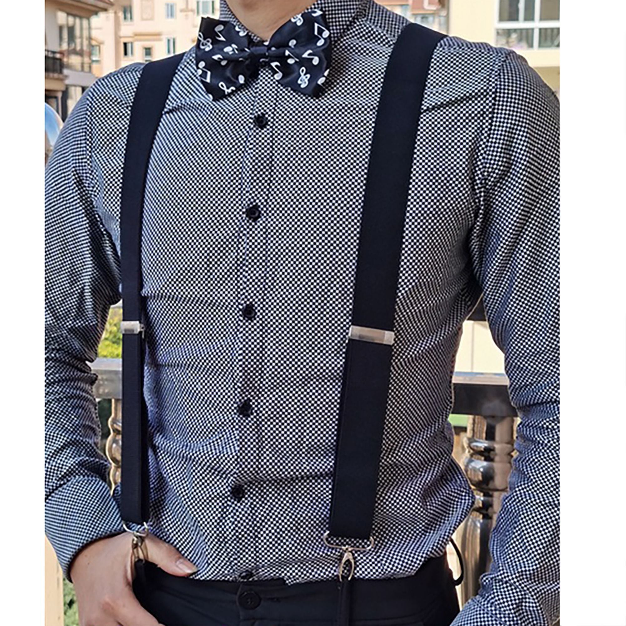 Anna-Kaci Men's Adjustable Suspenders 46in Elastic Suspenders with Clips for Formal & Casual Wear