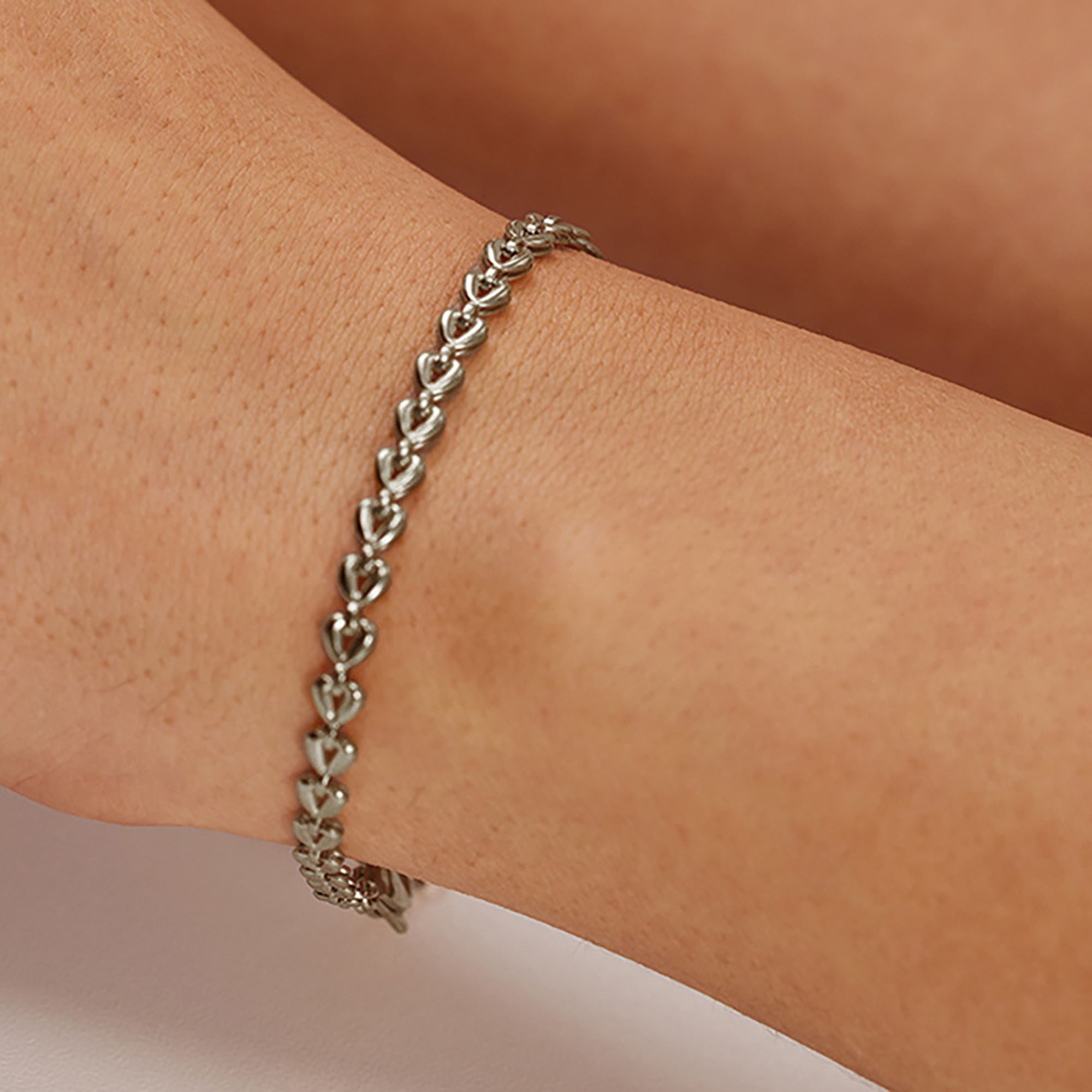 Women's Titanium Steel Heart Link Adjustable Chain Bracelets for Daily & Dressy Styling