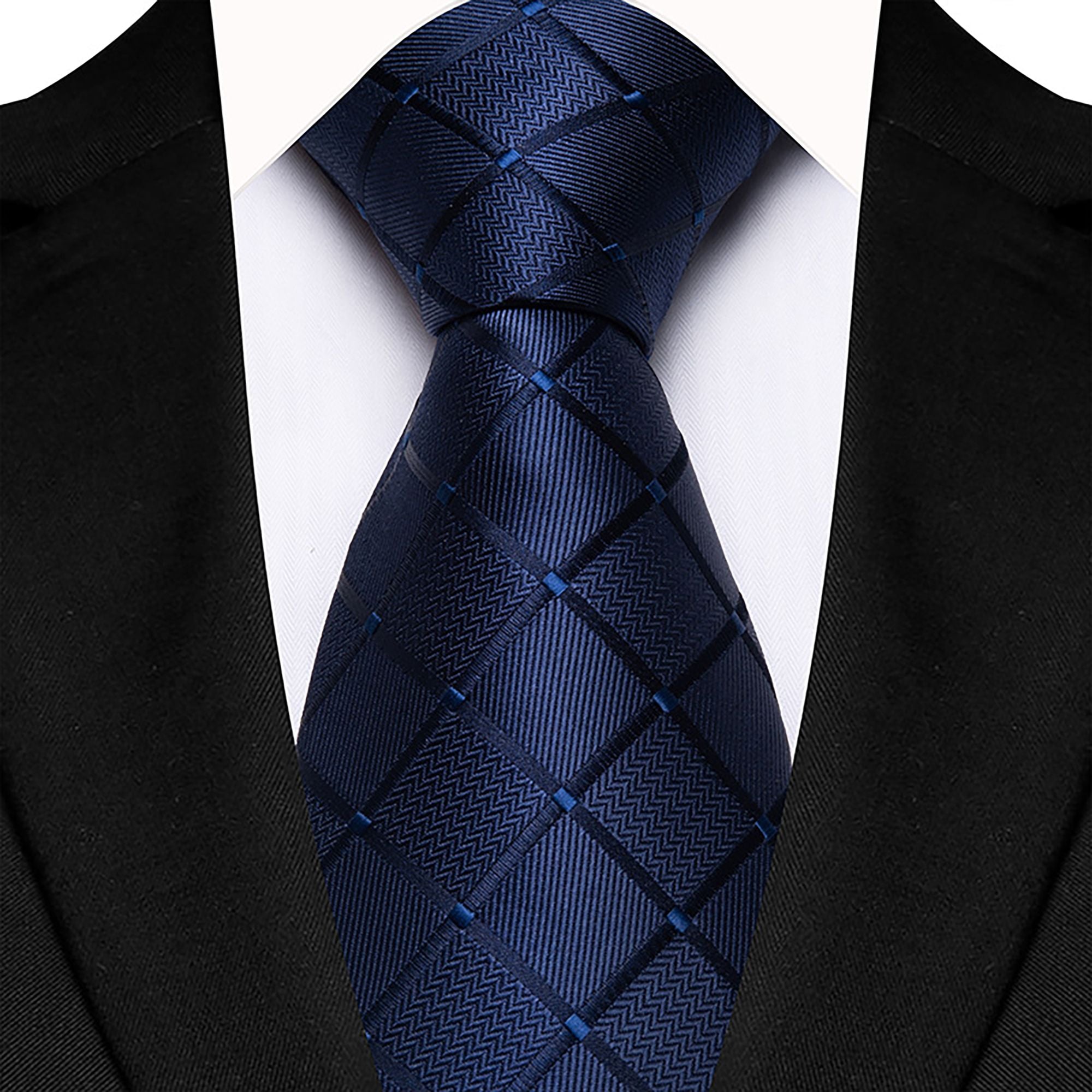 Anna-Kaci Men's Textured Diamond Pattern Silk Tie Wide Formal Necktie for Business, Weddings & Special Occasions