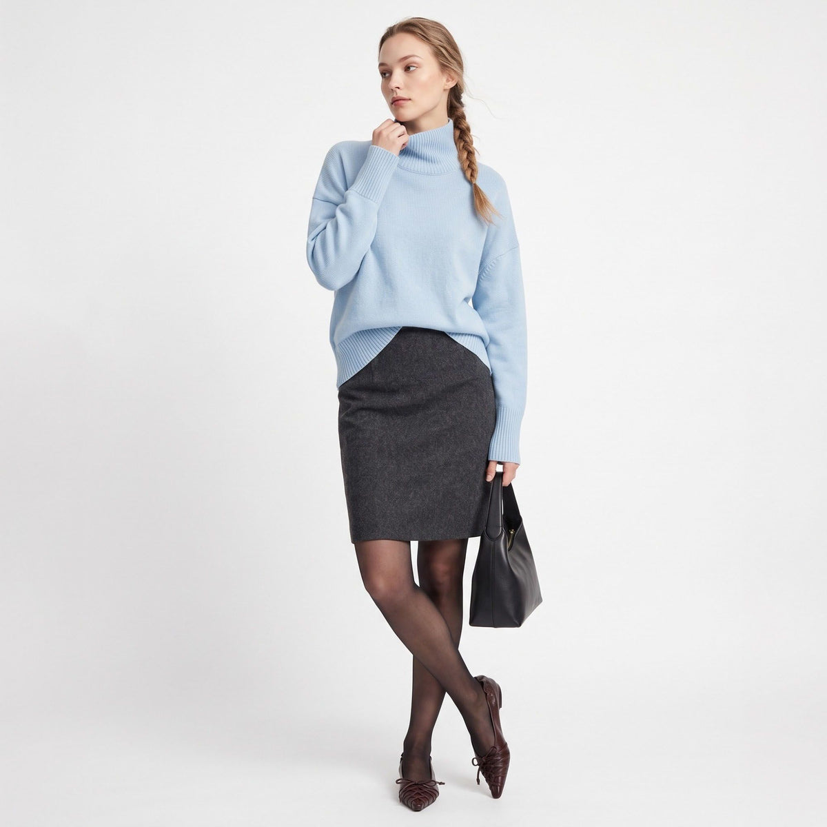 Relaxed Fit Turtleneck Pullover Sweater