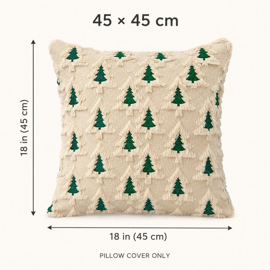 2 Pack Christmas Tree Pom Pom Decorative Throw Pillow Covers
