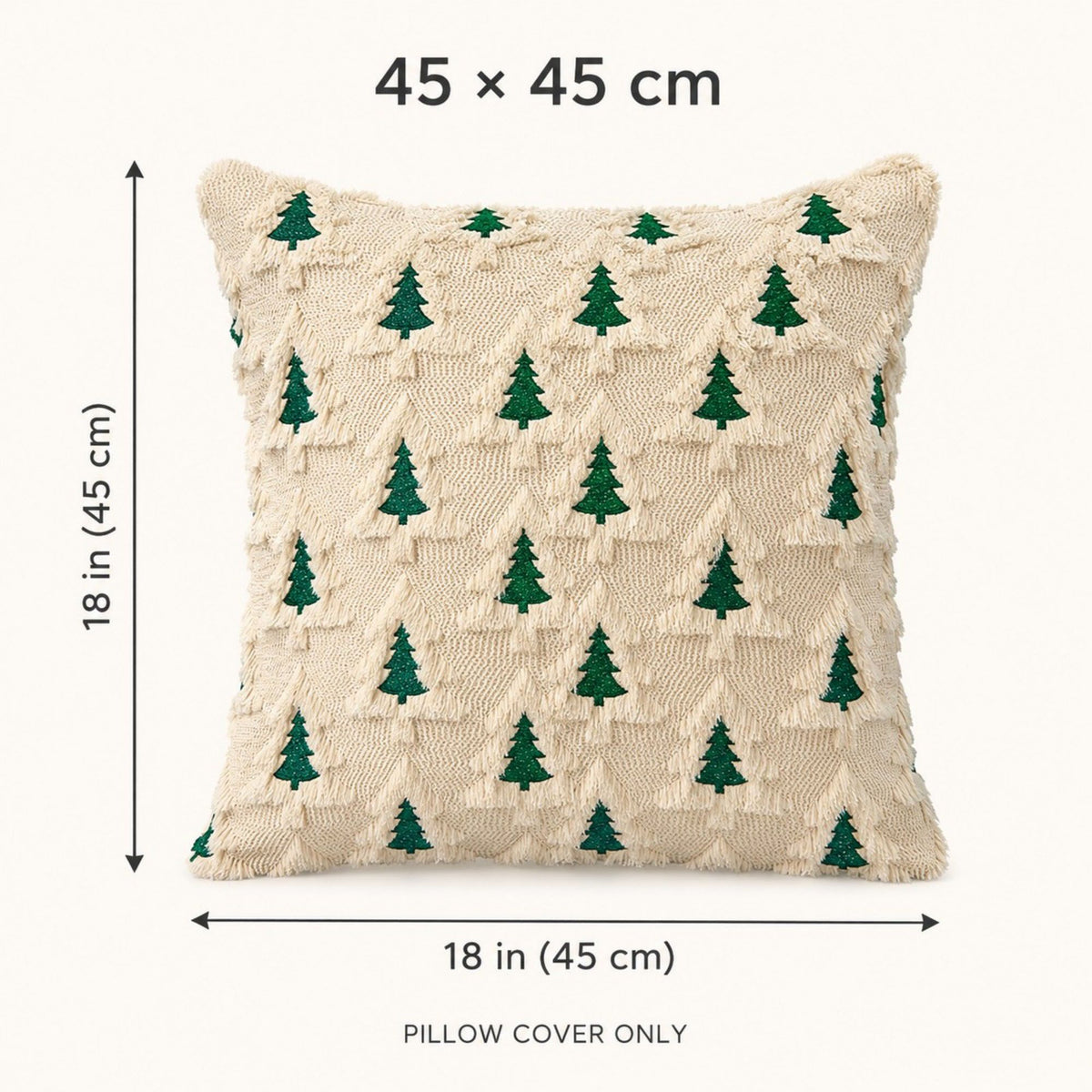 2 Pack Christmas Tree Pom Pom Decorative Throw Pillow Covers