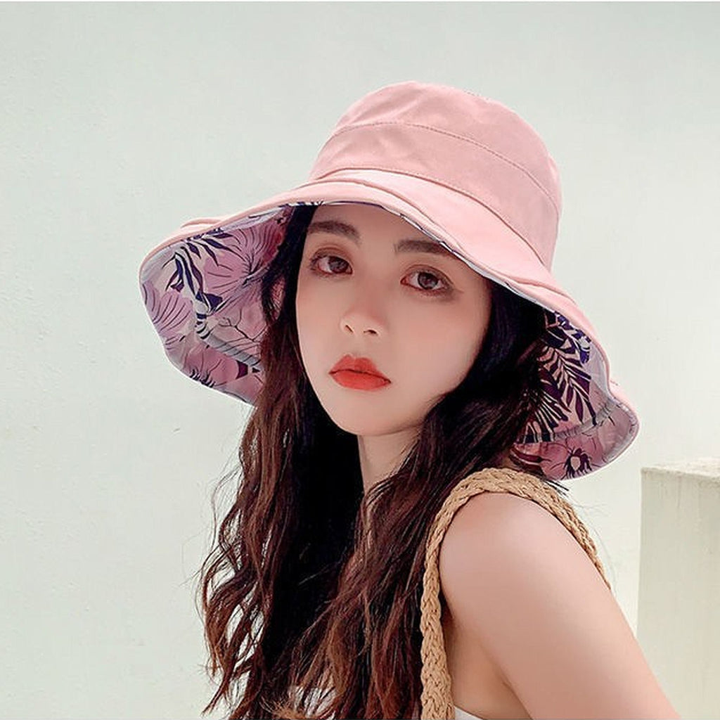 Anna-Kaci Women's 2-in-1 Double-Sided Bucket Hat with Floral & Solid Design