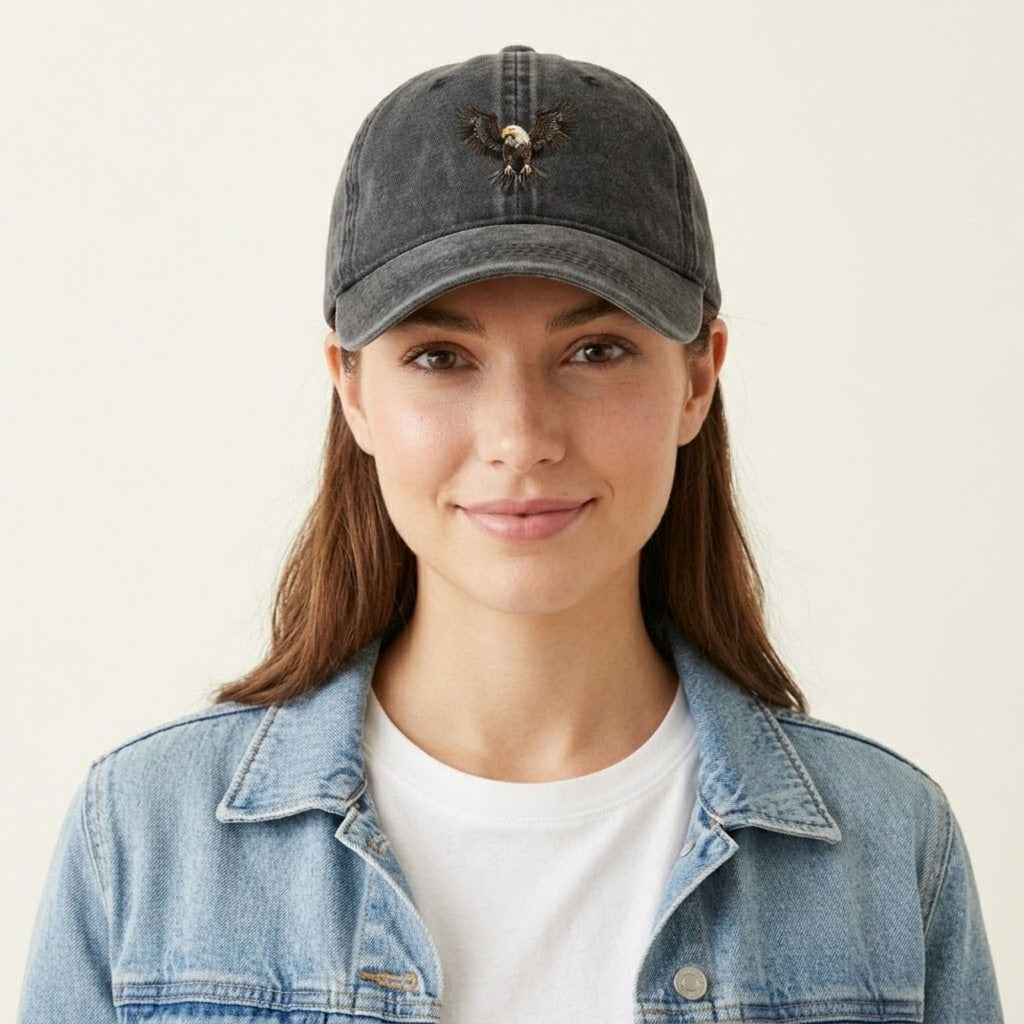 Anna-Kaci Women's Cotton Baseball Cap with Eagle Embroidery Adjustable Strap Casual Everyday Hat