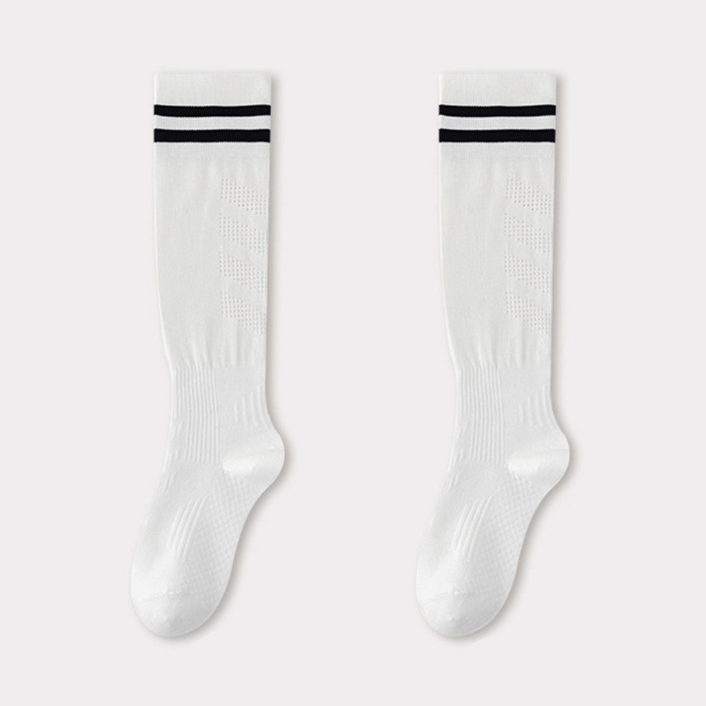 Anna-Kaci 2-Pair Knee-High Athletic Compression Socks with Breathable Mesh and Stripe Design