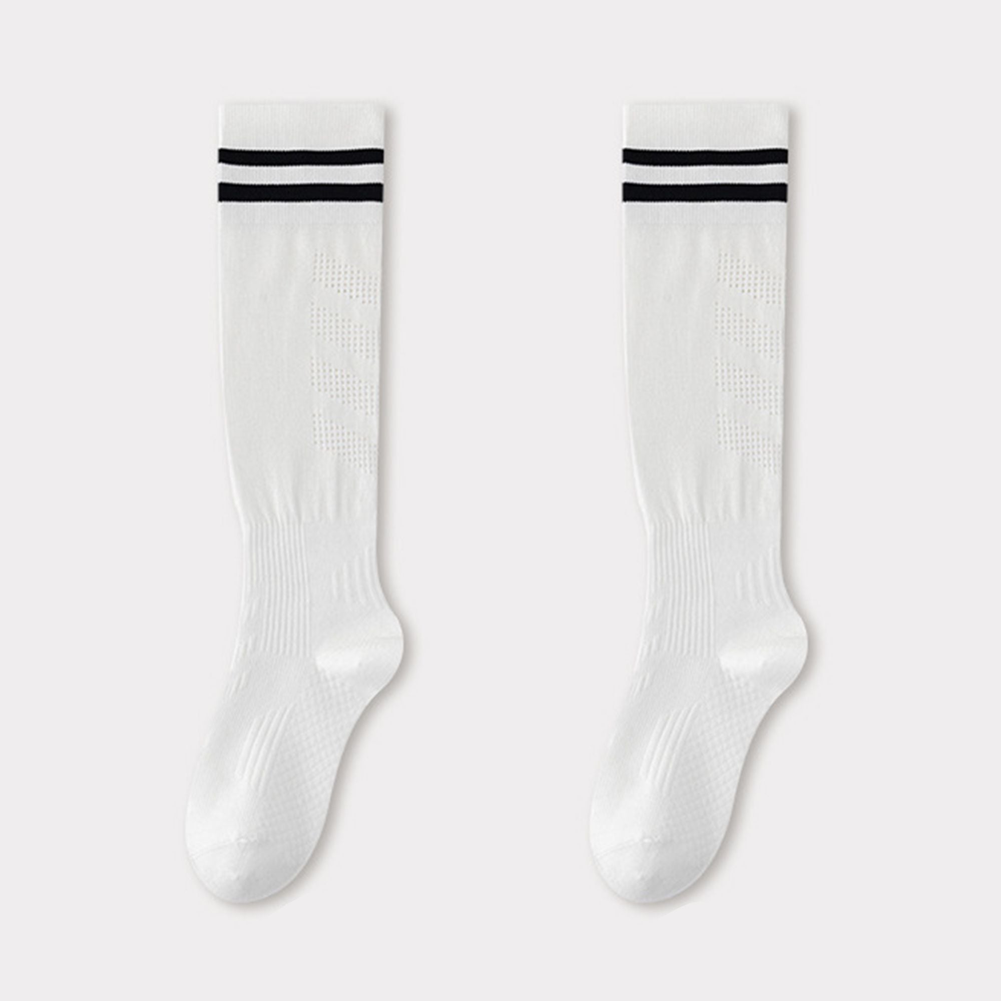 Anna-Kaci 2-Pair Knee-High Athletic Compression Socks with Breathable Mesh and Stripe Design