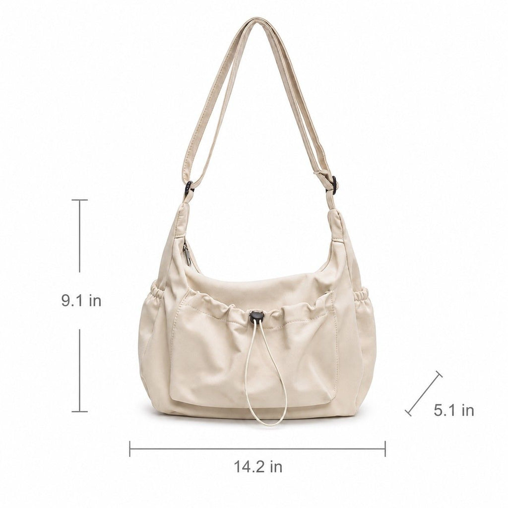 Crossbody Hobo Shoulder Bag with Adjustable Strap Zip Closure and Side Pockets