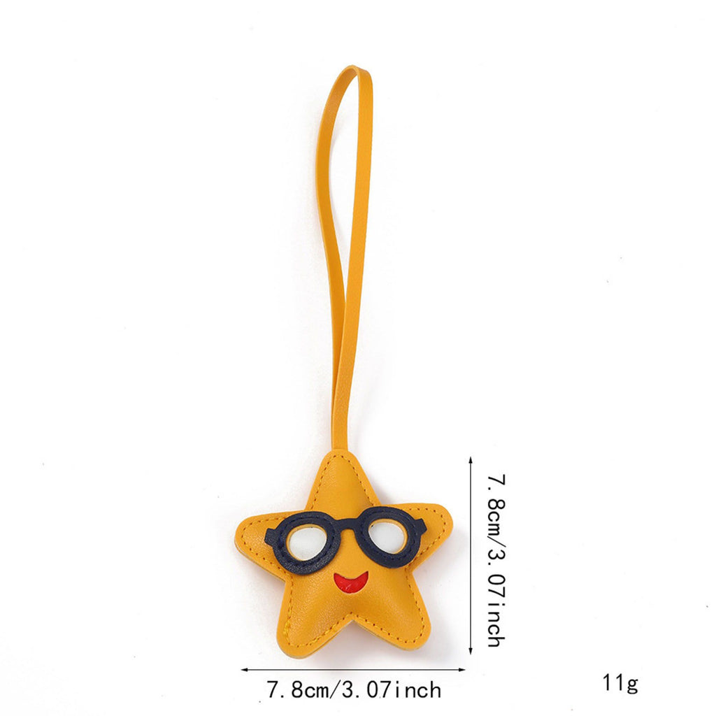 2-Piece Womens Faux Leather Bag Charm with Long Hanging Strap and Layered Detail