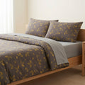 4-Piece Cotton Bedding Set with Leaf Print Duvet Cover, Pillowcases, and Flat Sheet