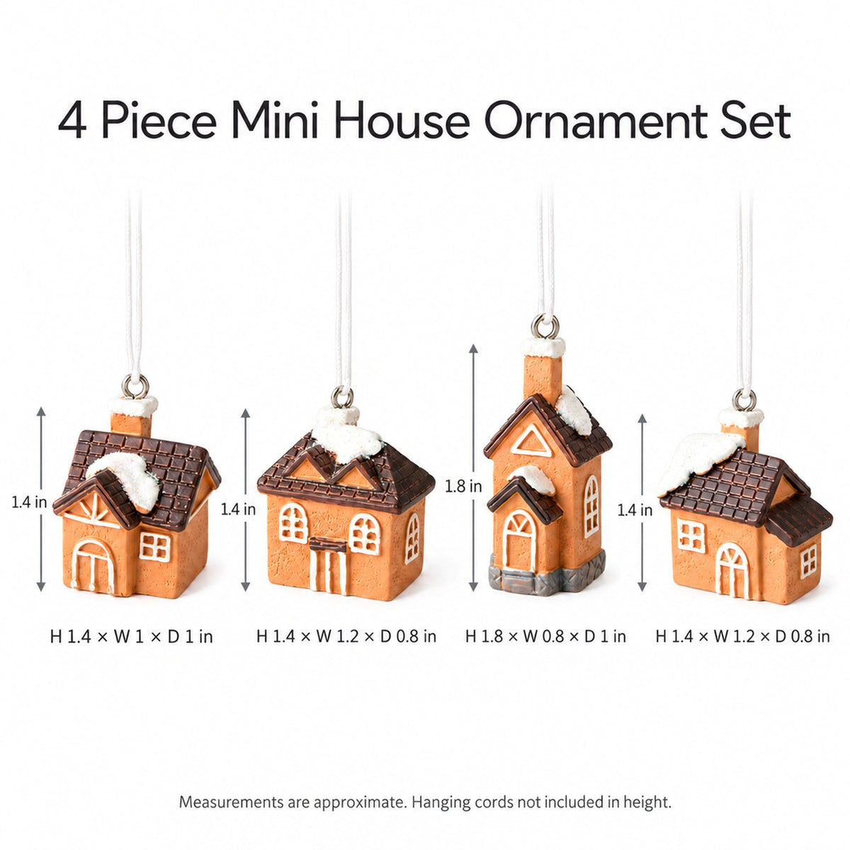 4ct Mini Resin Santa Christmas Tree Ornaments Assorted Holiday Decorations Gift