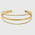 Women's Geometric Layered Cuff Bracelet - Chunky & Chain Mixed Open Bangle for Minimalist Modern Styling