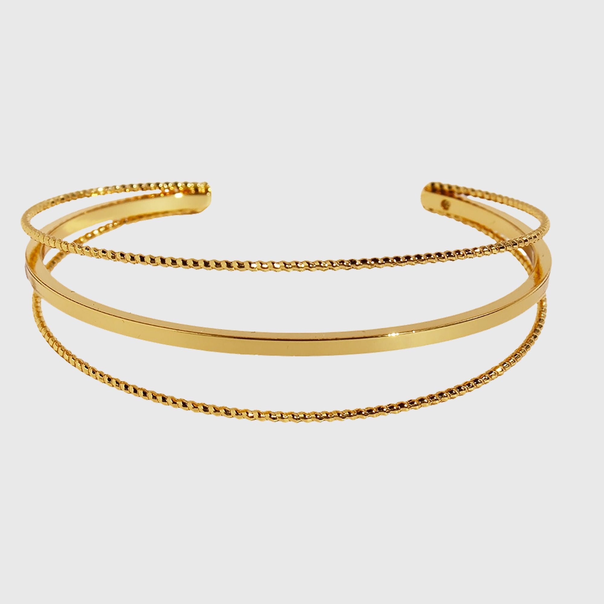 Women's Geometric Layered Cuff Bracelet - Chunky & Chain Mixed Open Bangle for Minimalist Modern Styling
