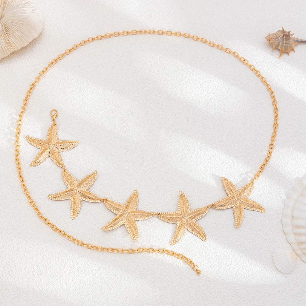 Starfish Metal Waist Chain Adjustable Beach Body Belt Ocean Inspired Waist Jewelry