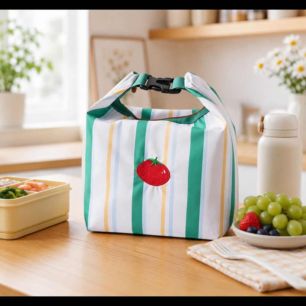 Foldable Insulated Lunch Bag Large Capacity Roll Top Lunch Tote with Buckle Closure
