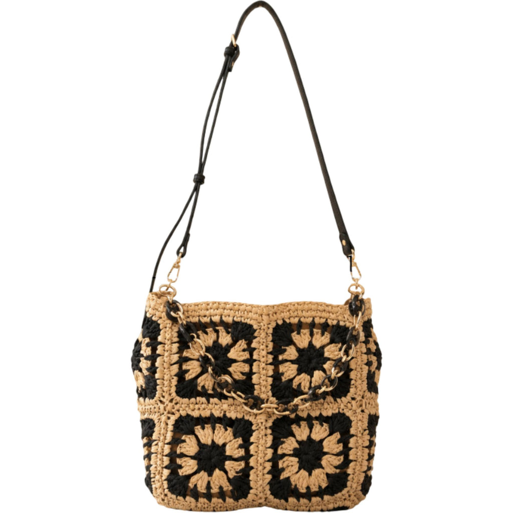 Handcrafted Straw Shoulder Bag with Adjustable Strap and Inner Pocket