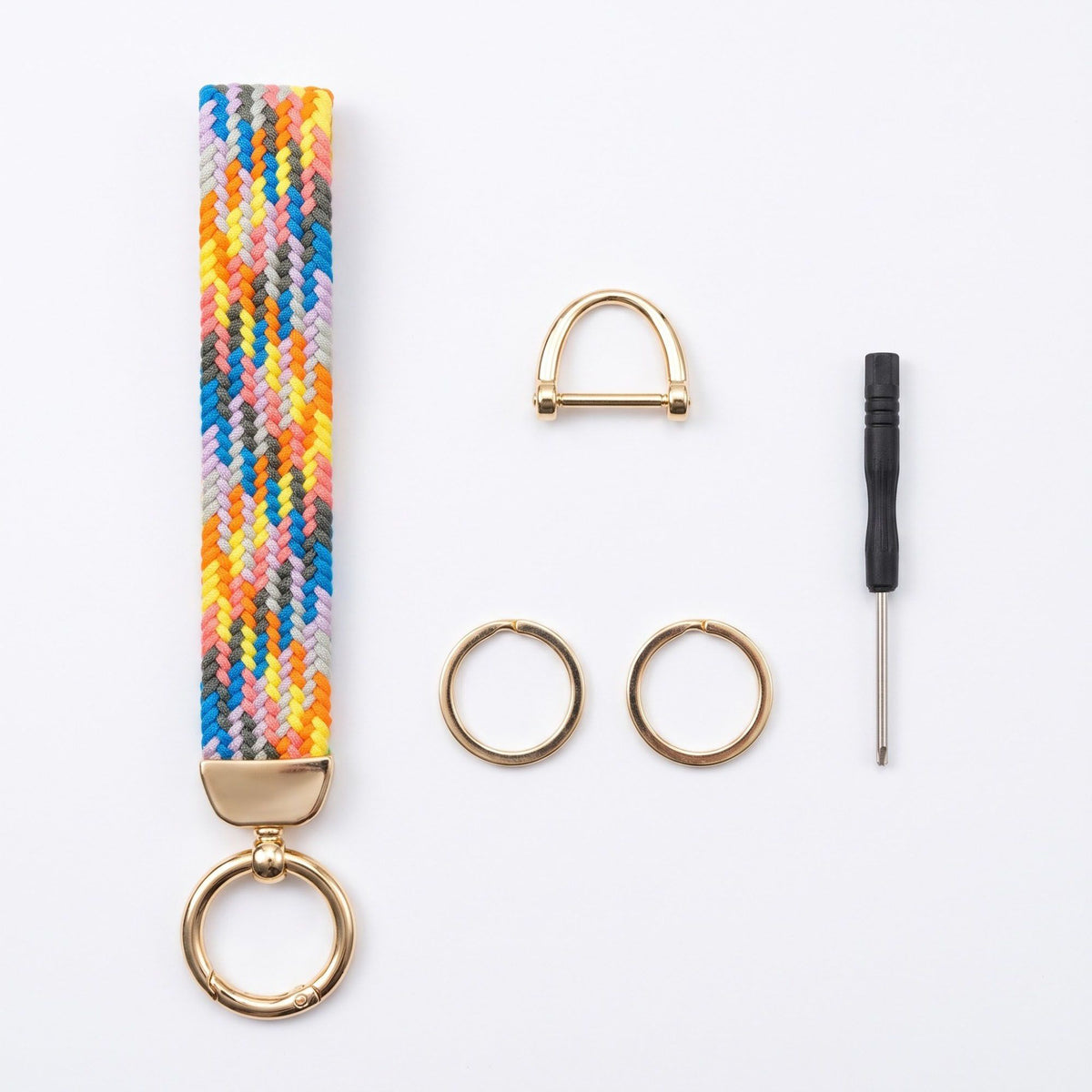 Woven Wristlet Keychain Strap with Hardware Kit
