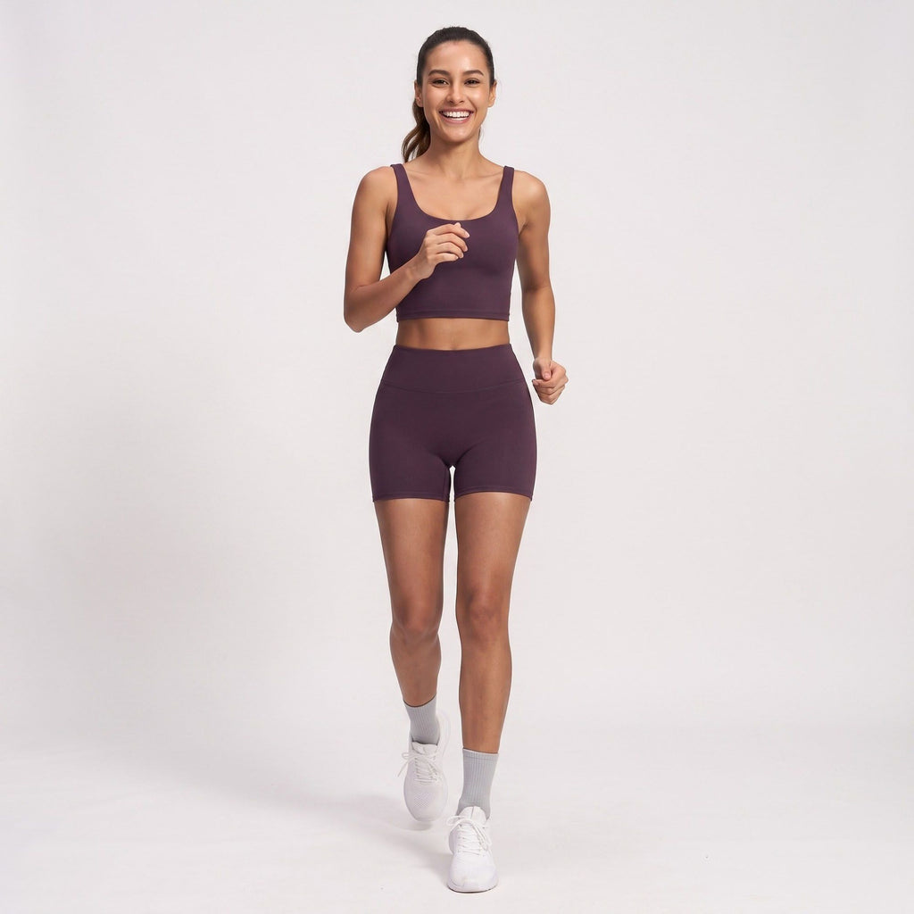 High Waist Biker Shorts Fitted Mid Thigh Athletic Bottoms for Yoga Running Gym Training