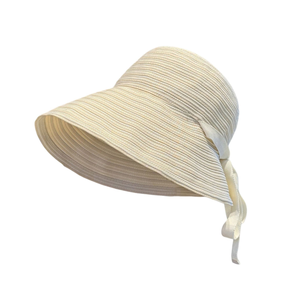 Striped Wide Brim Sun Hat with Tie Back