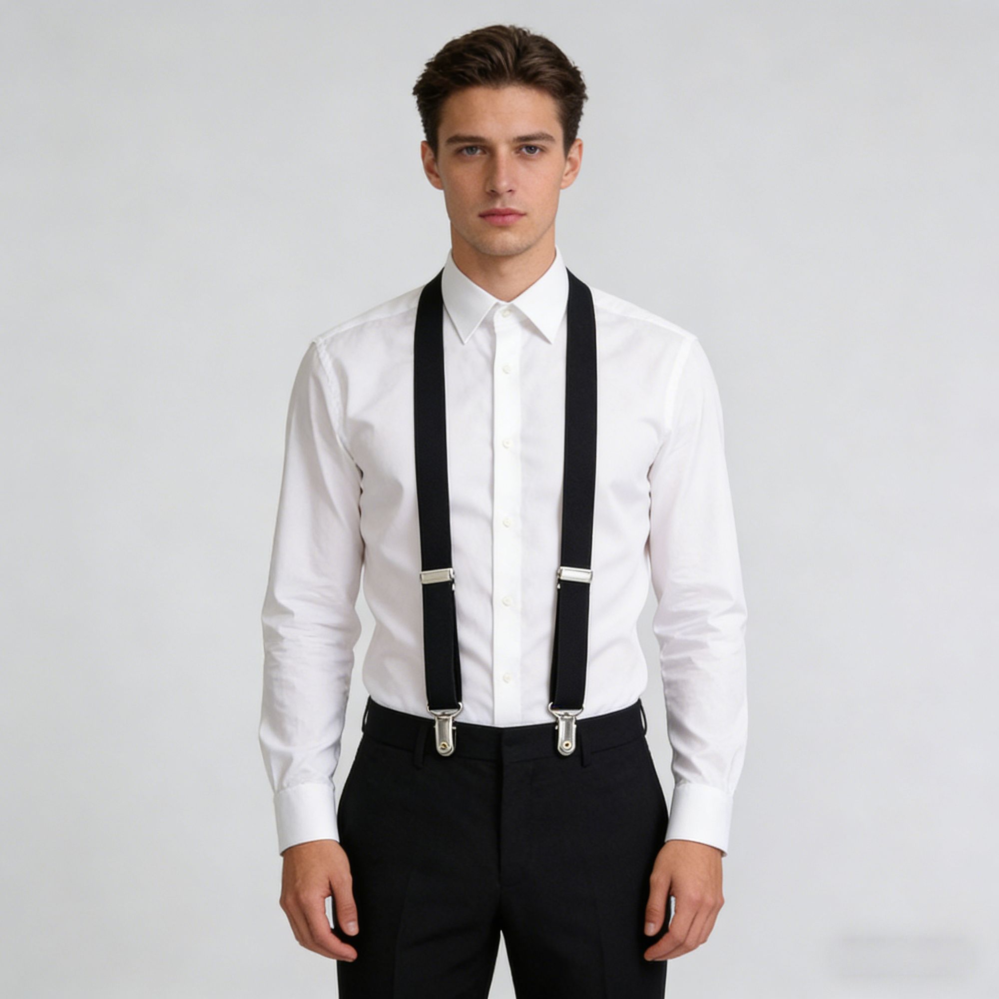 Anna-Kaci Men's Elastic Suspenders 47 inches - Adjustable 4-Clips Formal & Casual Suspenders for Trousers