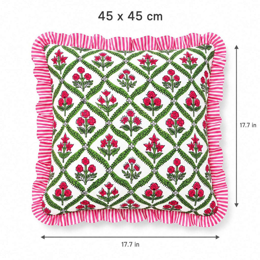 2 Pack Floral Lattice Ruffle Decorative Throw Pillow Covers