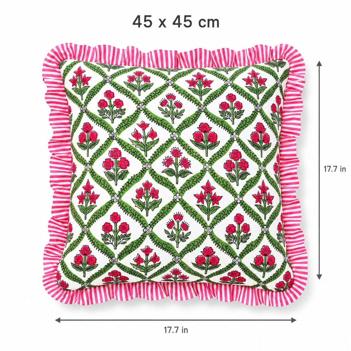 2 Pack Floral Lattice Ruffle Decorative Throw Pillow Covers