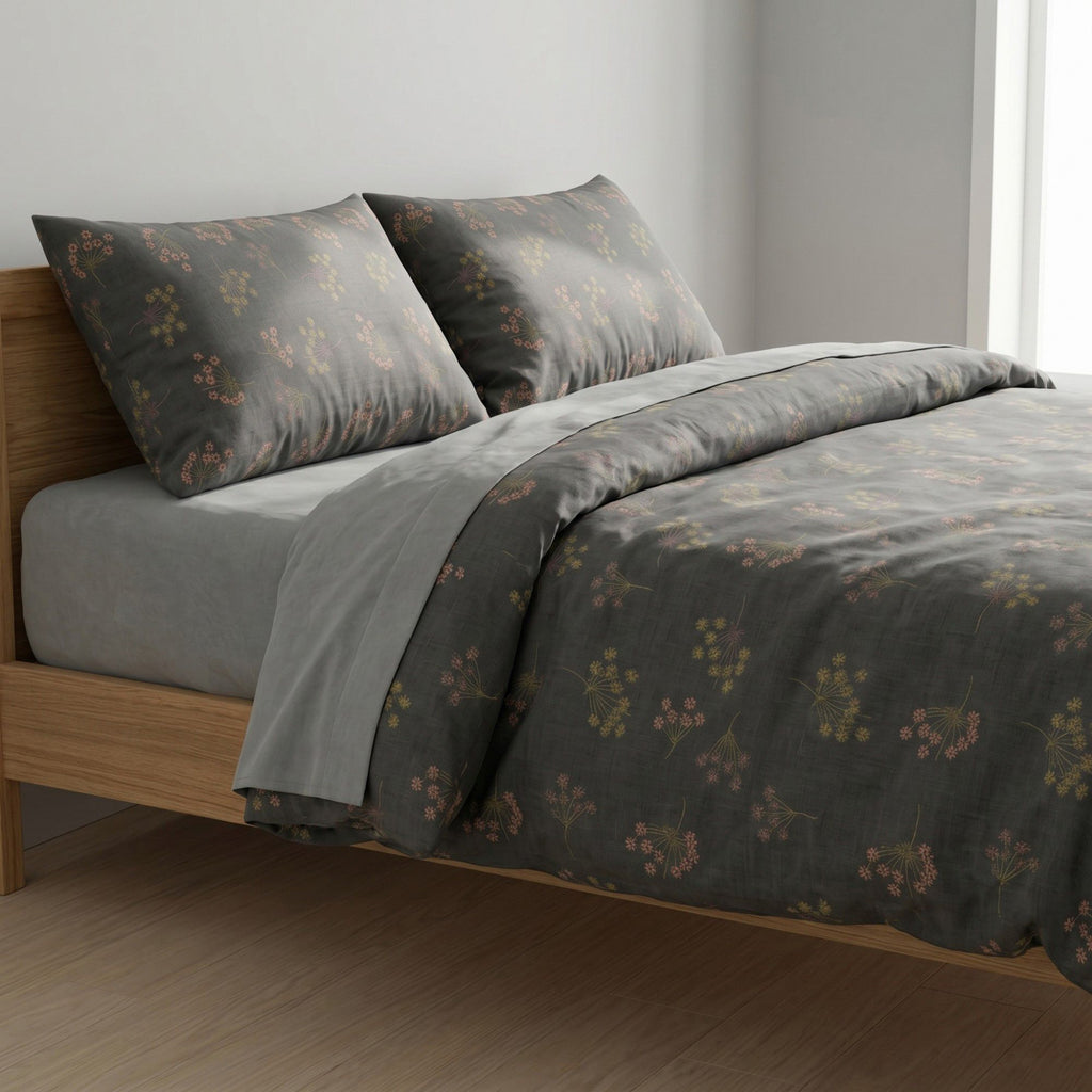 4-Piece Bedding Set with Floral Print Duvet Cover, Coordinating Pillowcases, and Flat Sheet for a Cozy Bedroom Makeover