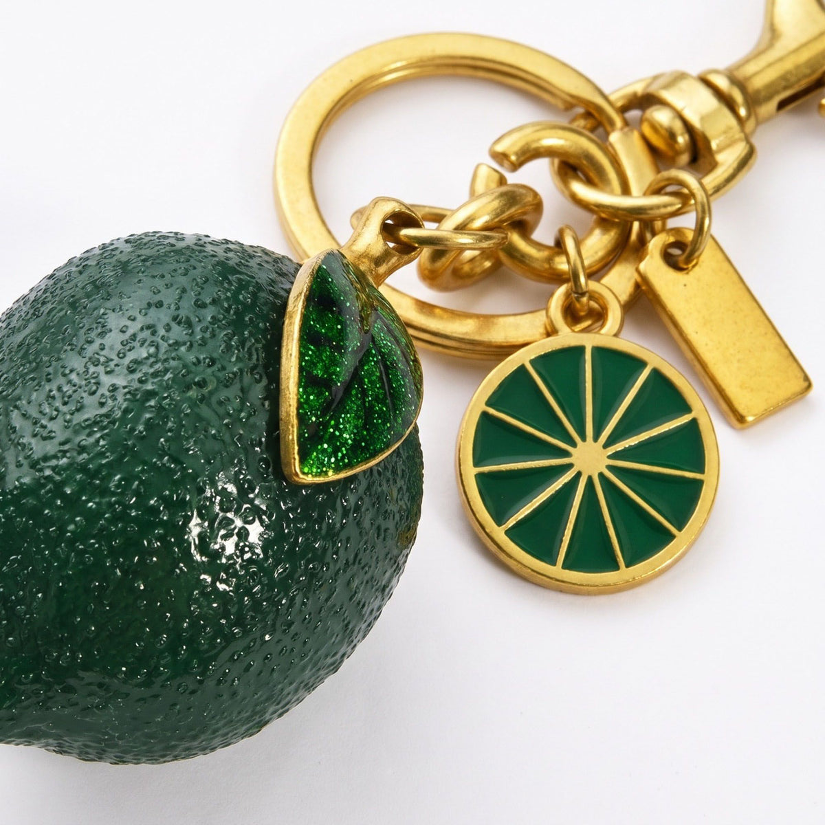 Lime Fruit Bag Charm Keychain with Lobster Clasp