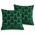 2 Pack Plush Textured Christmas Tree Throw Pillow Covers 18 x 18 Inch Holiday Decor