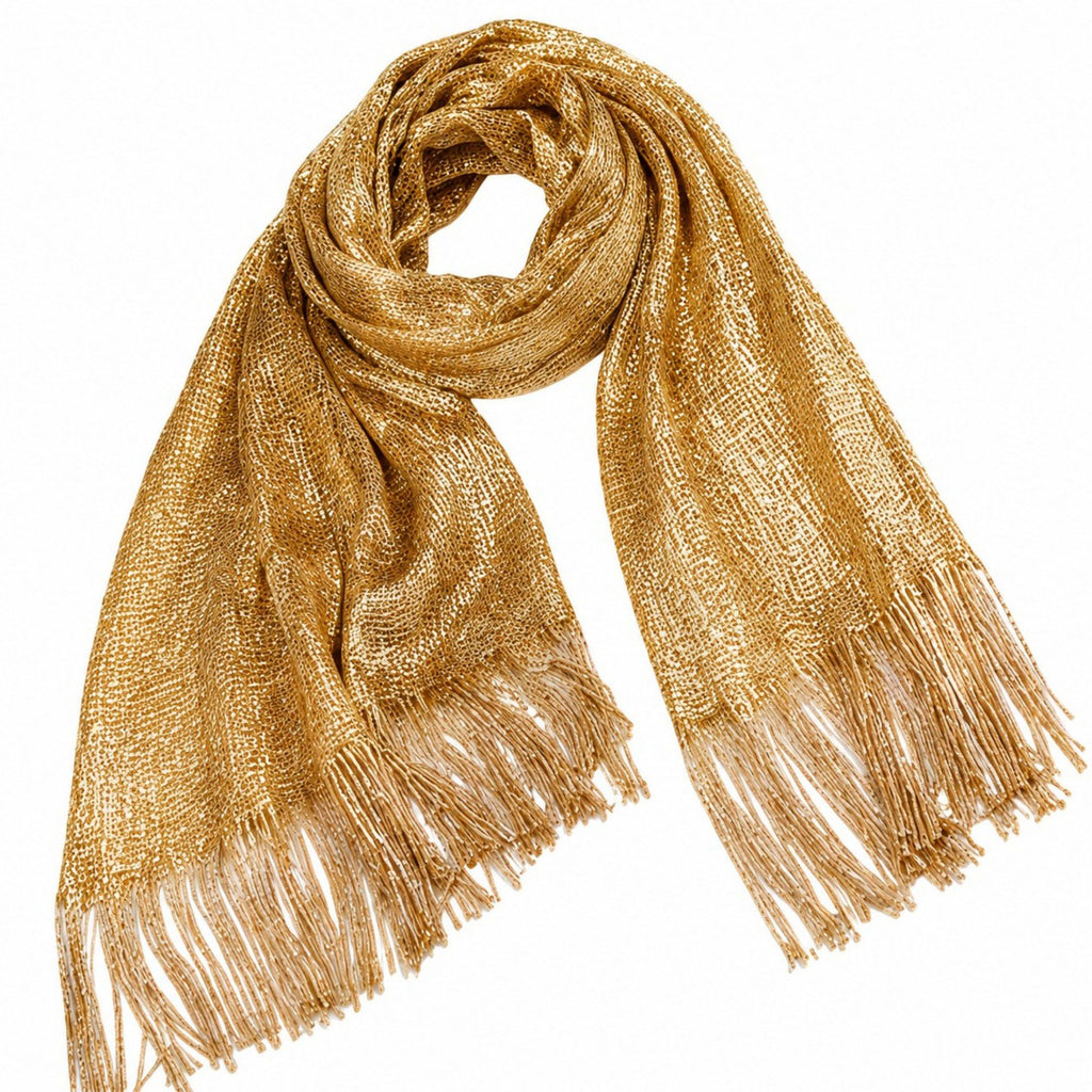 Metallic Shimmer Fringe Long Scarf
