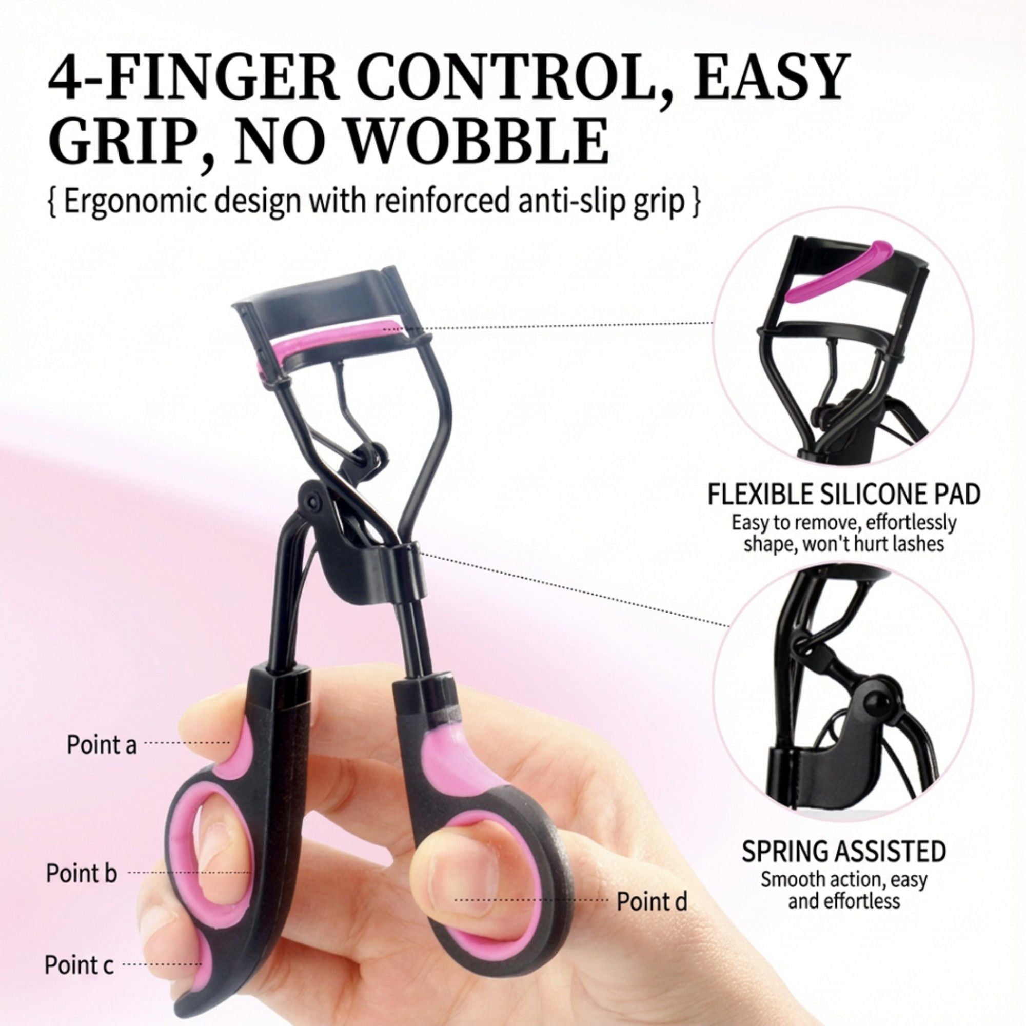 Eyelash Curler and Brow Grooming Tool Set with Replacement Pads and Precision Makeup Brushes