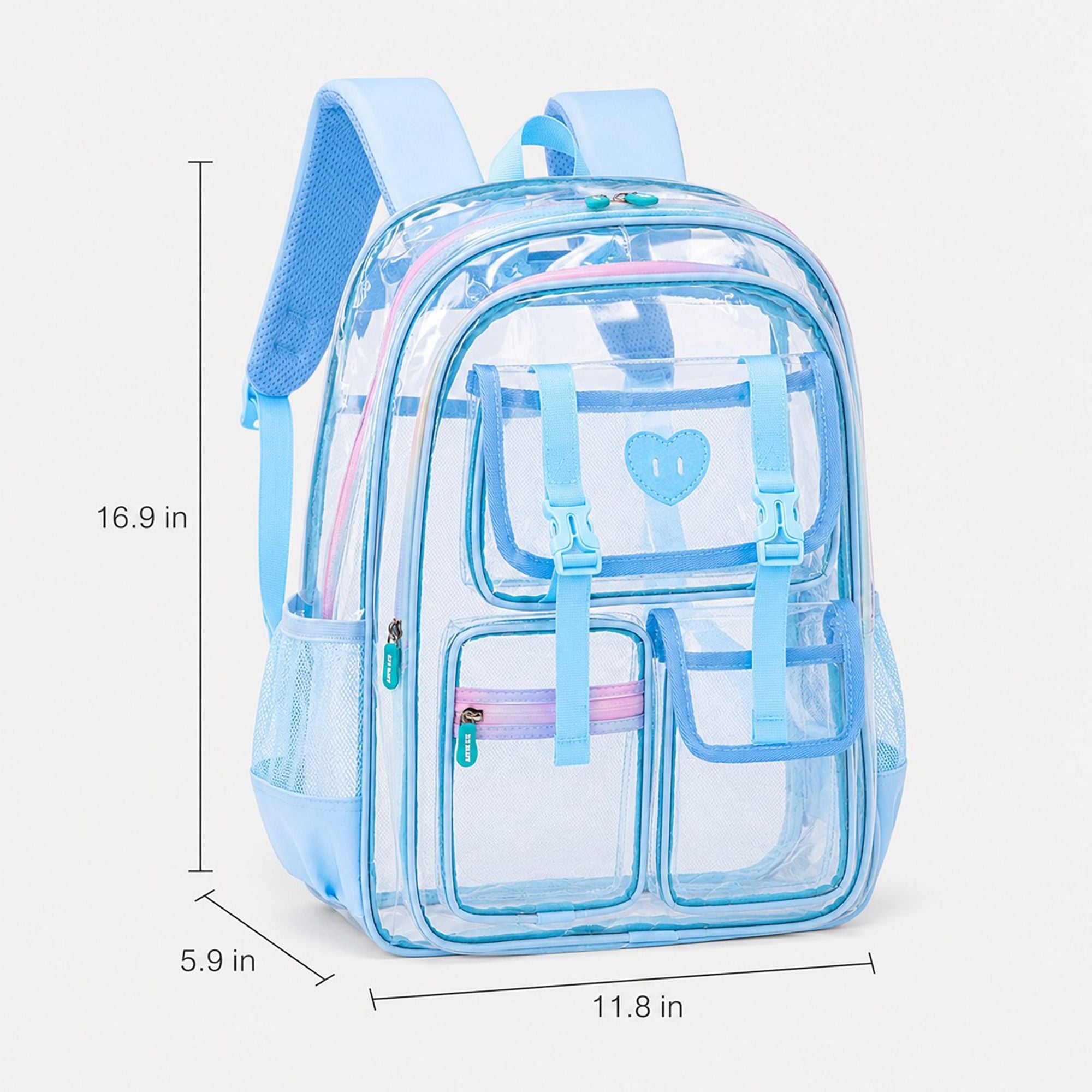 Clear Backpack with Multiple Pockets and Padded Straps