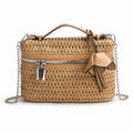 Straw Woven Crossbody Bag with Chain Strap