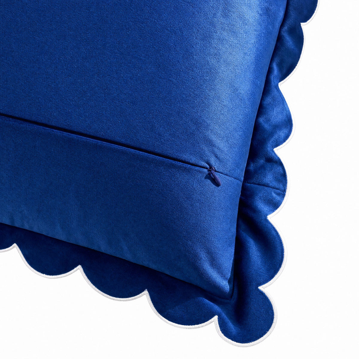 Velvet Scalloped Edge Square Decorative Throw Pillow Cover