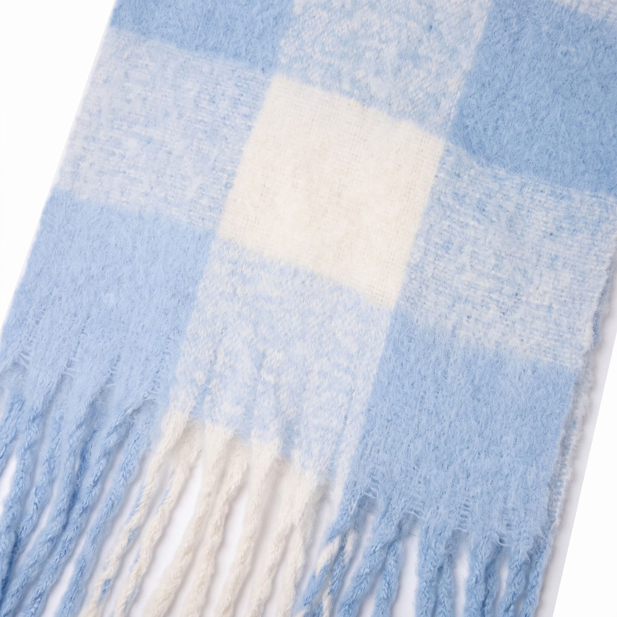 Oversized Plaid Scarf with Fringe Soft Brushed Winter Wrap