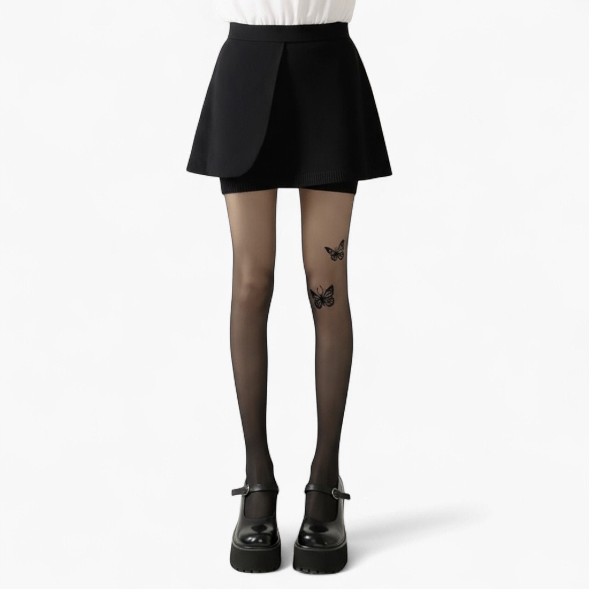 Anna-Kaci Women's Sheer Butterfly Print Tights with Subtle Sparkle Star Accents and Stretch Fit