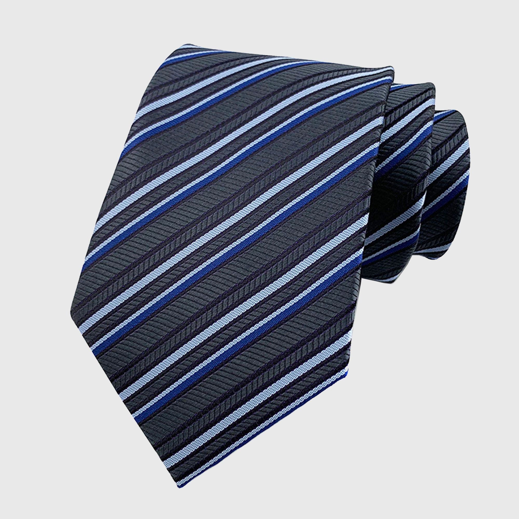 Anna-Kaci Men's Polyester Filament Tie with Multi-Tone Stripes - Formal Necktie for Business, Weddings & Daily Wear