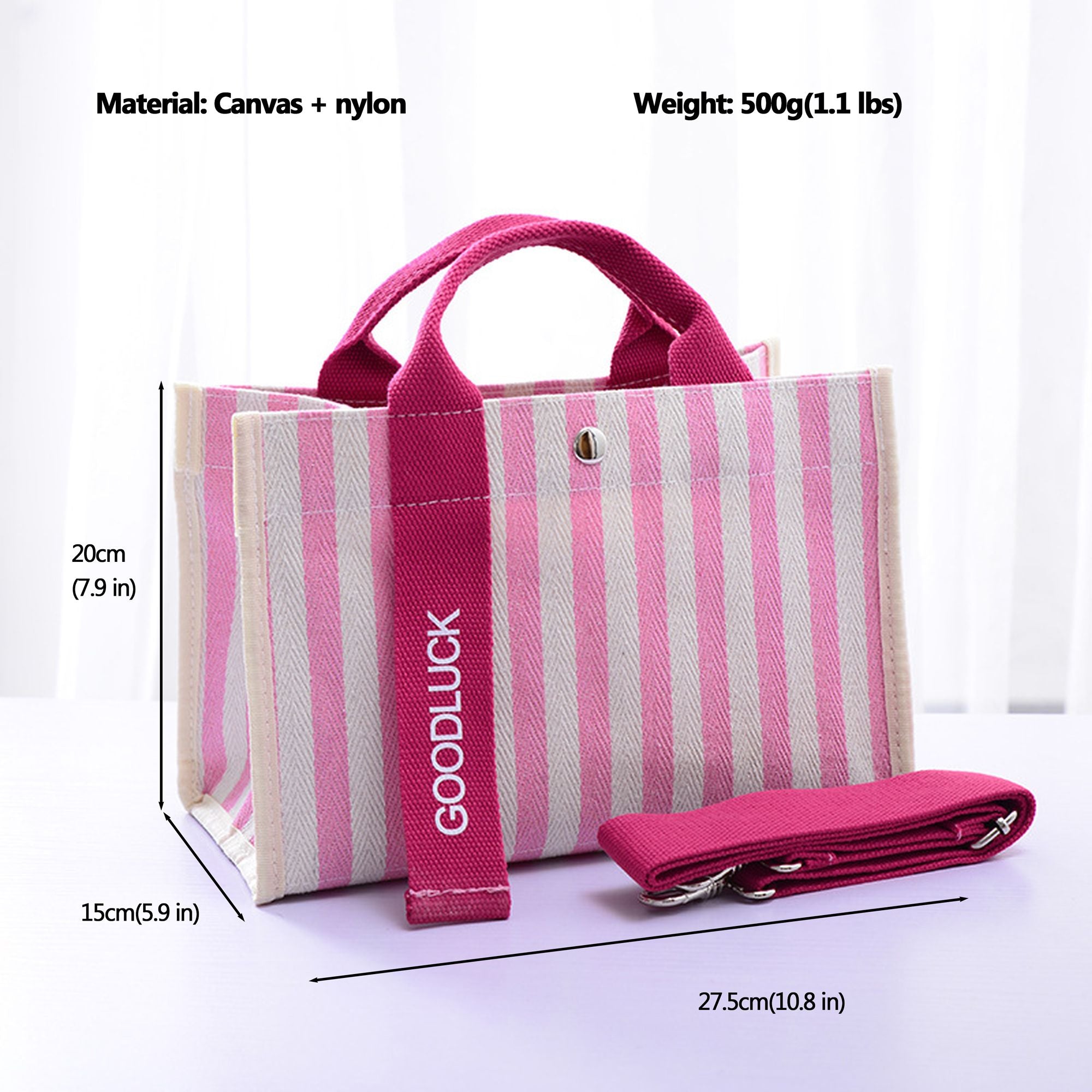 Anna-Kaci Women's Striped Canvas & Nylon Tote Bag - Multi - functional Shoulder Bag
