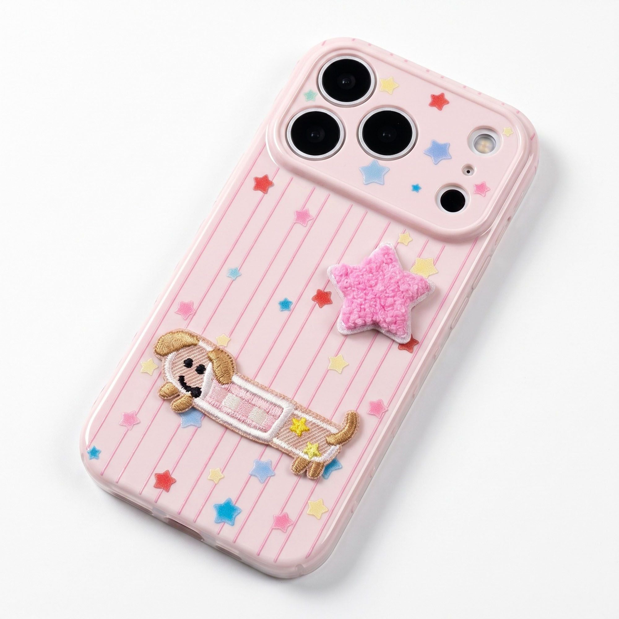 Dog Patch Star Phone Case Textured Back Raised Camera Edge Decorative Cover