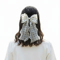 Polka Dot Chiffon Bow Hair Clip with Flowing Ribbon Tails and Lightweight Sheer Fabric