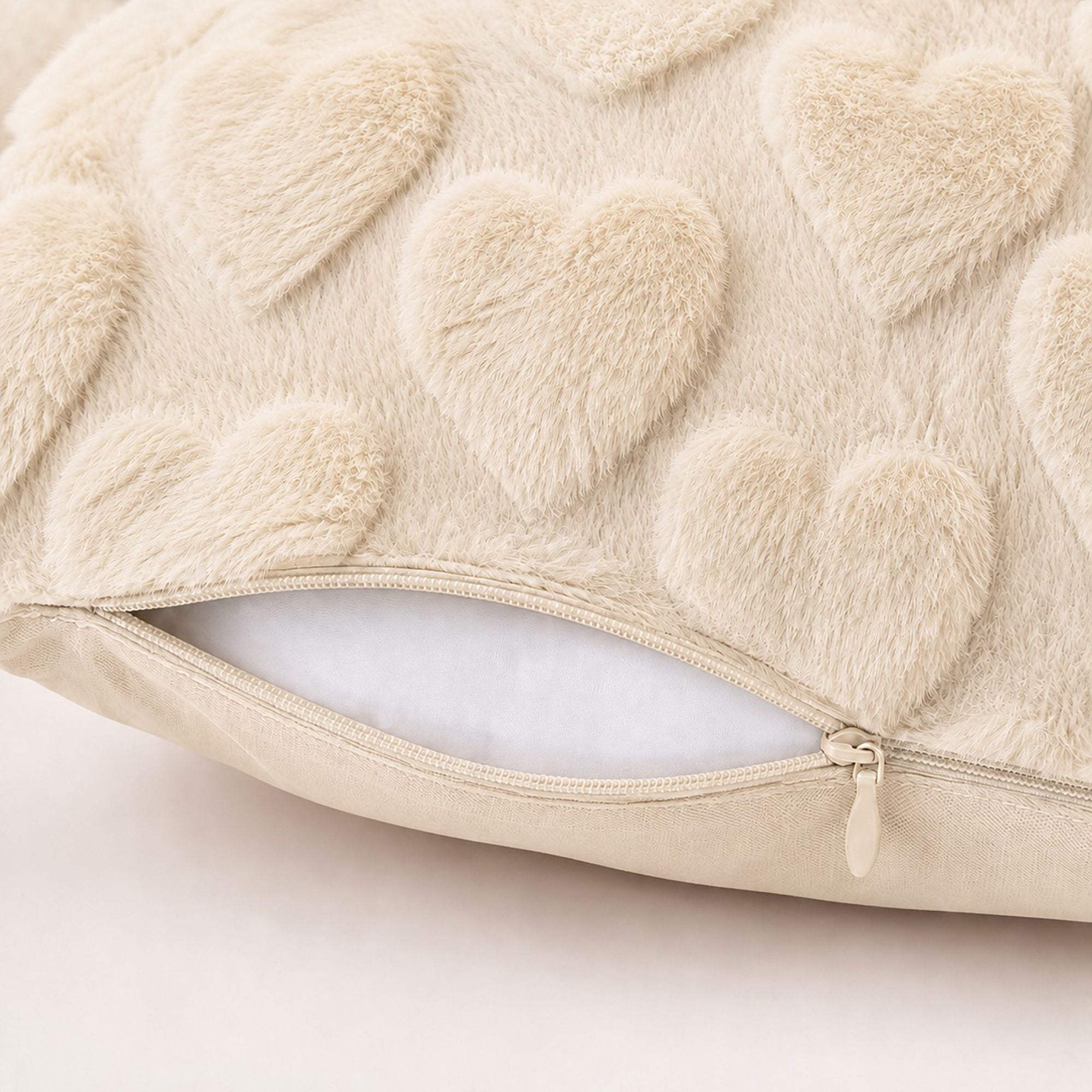 Plush Heart Textured Throw Pillow Cover for Couch Bed and Chair