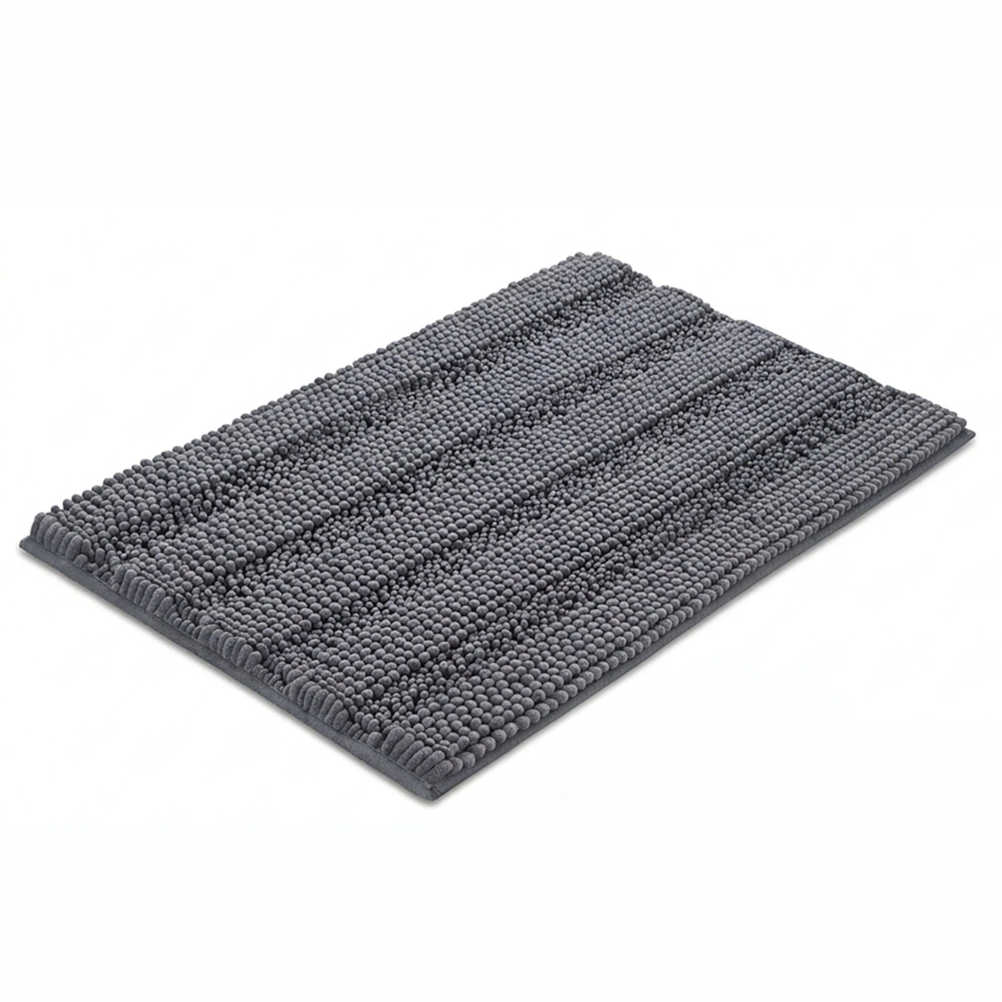 Chenille Bath Mat with Plush Noodle Texture and Non Slip Backing
