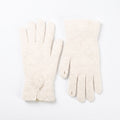 Pom Pom Knit Full Finger Gloves with Scalloped Cuff