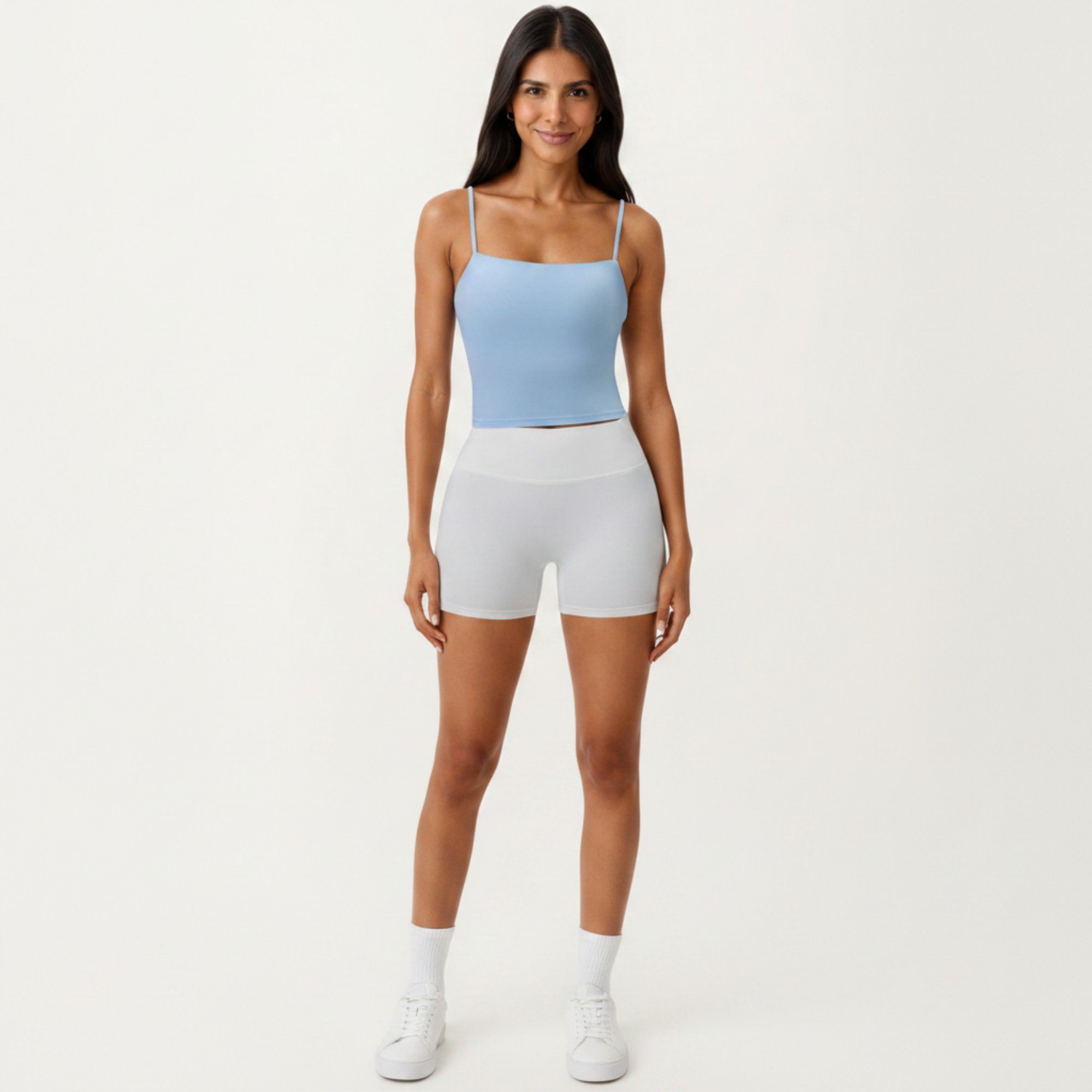 Anna-Kaci Active Women's Longline Cami Sports Bra with Adjustable Straps and Straight Neckline