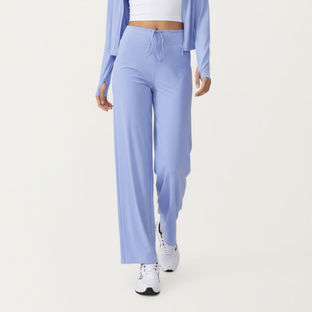Anna-Kaci Active Women's High Waist Wide Leg Sweatpants with Drawstring Waistband