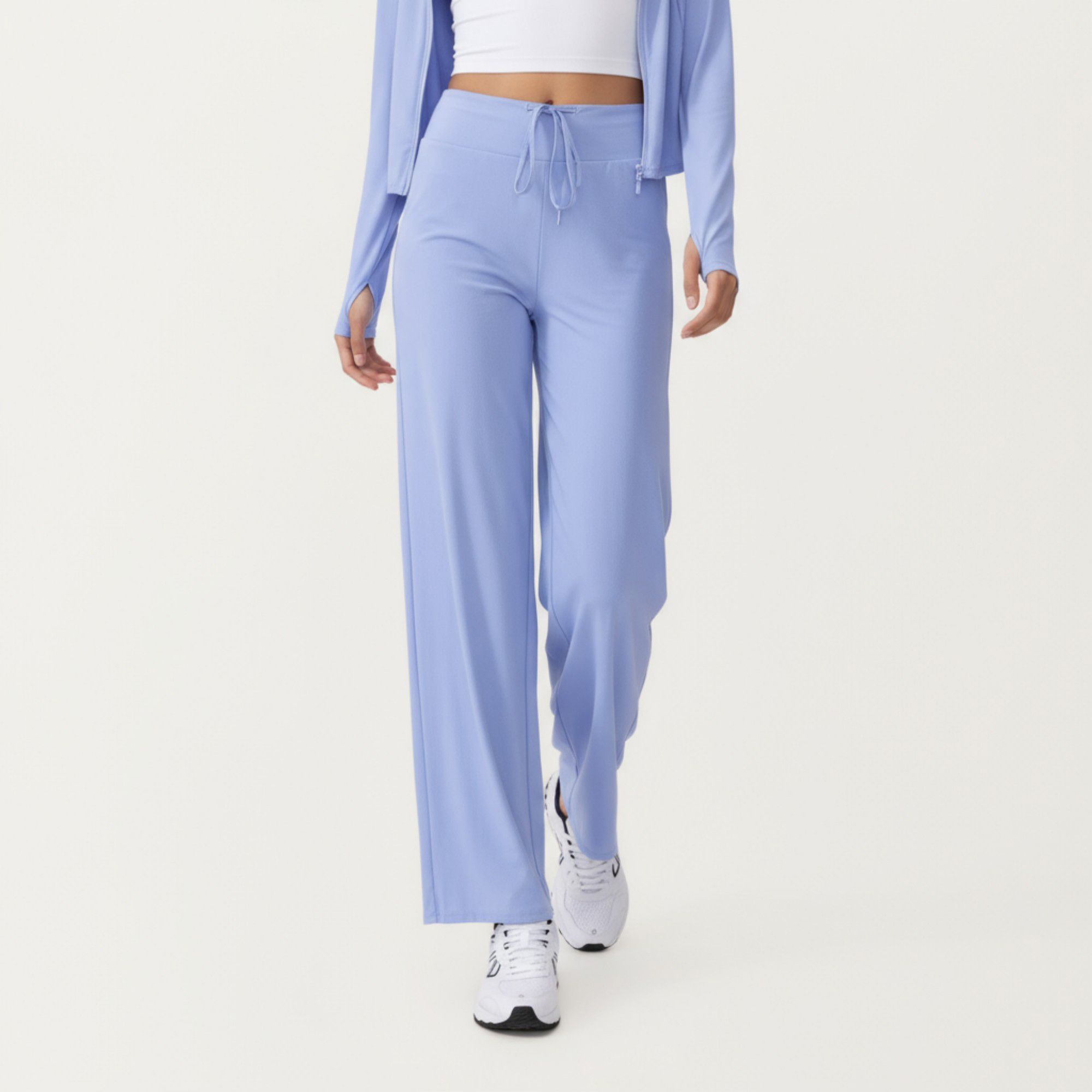 Anna-Kaci Active Women's High Waist Wide Leg Sweatpants with Drawstring Waistband