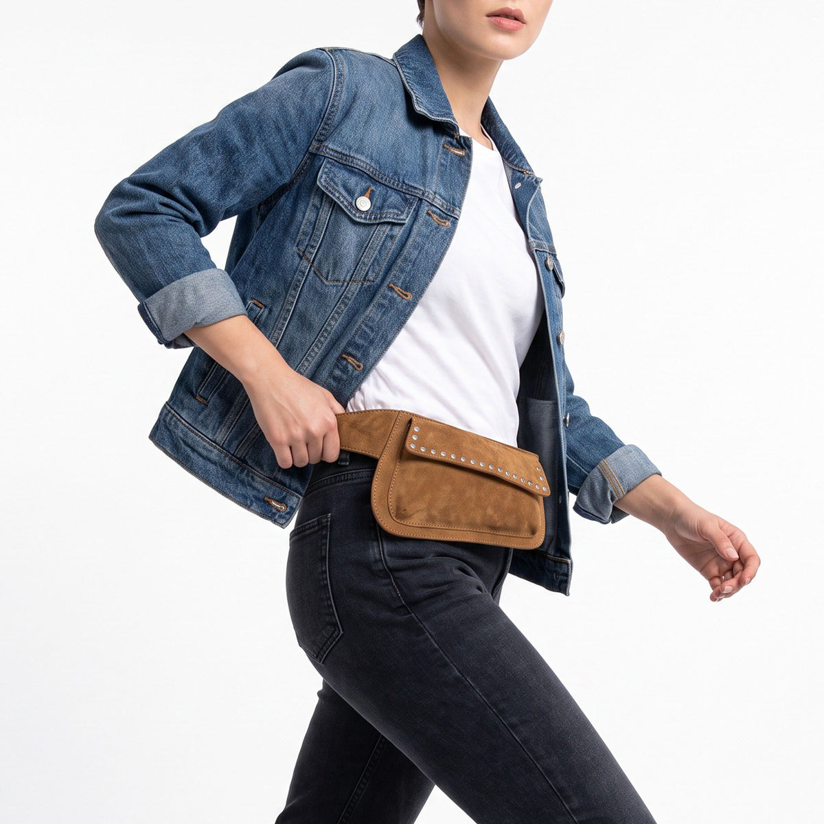 Studded Faux Suede Belt Bag Waist Pack