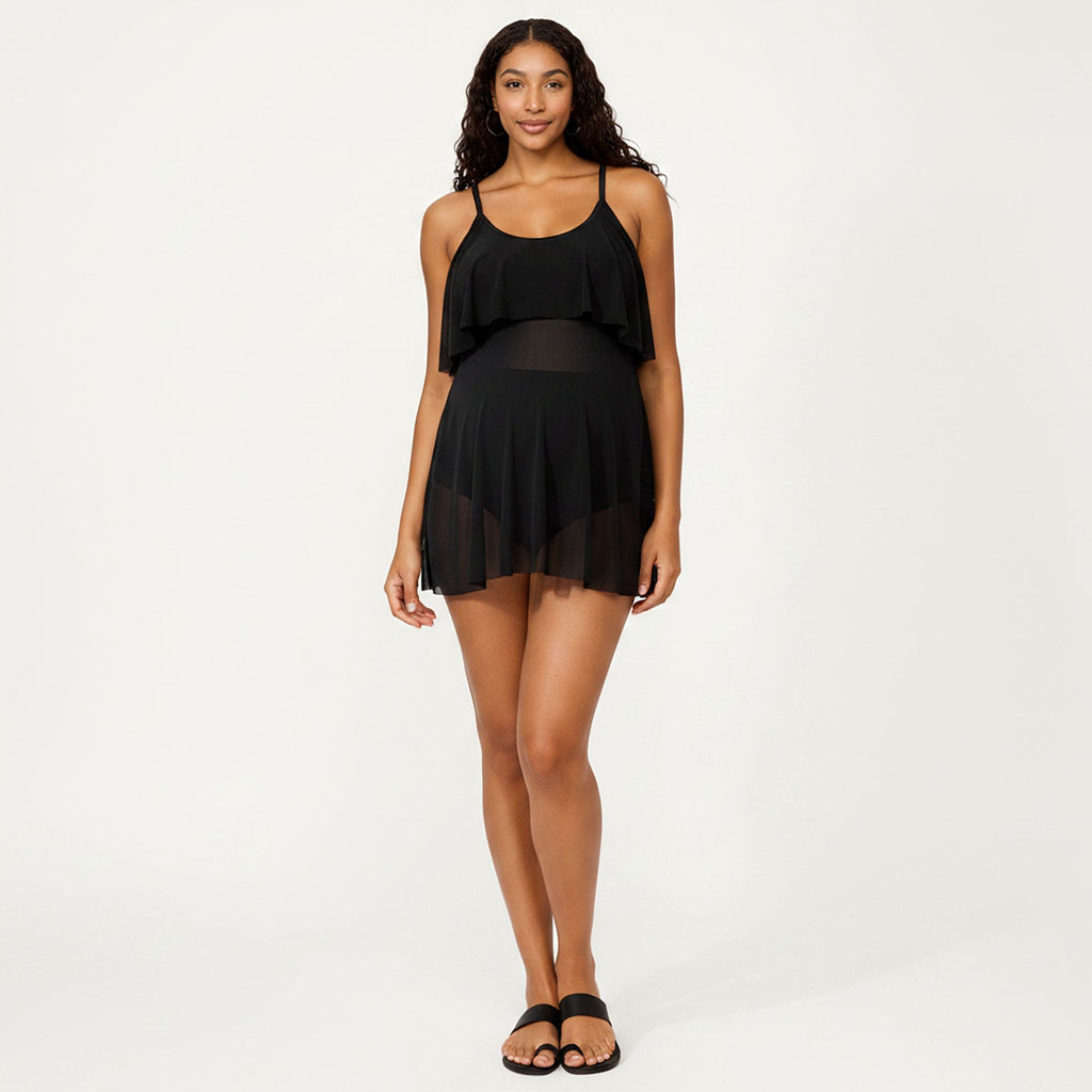 Anna-Kaci Swim Women's Two-Piece Maternity Swimwear Set with Ruffled Halter Top and High-Waisted Bikini Bottom
